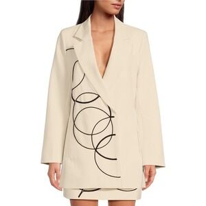 Le'‎ AL.X. Blazer Notch Lapel Collar Circles Sz M NWT Cream